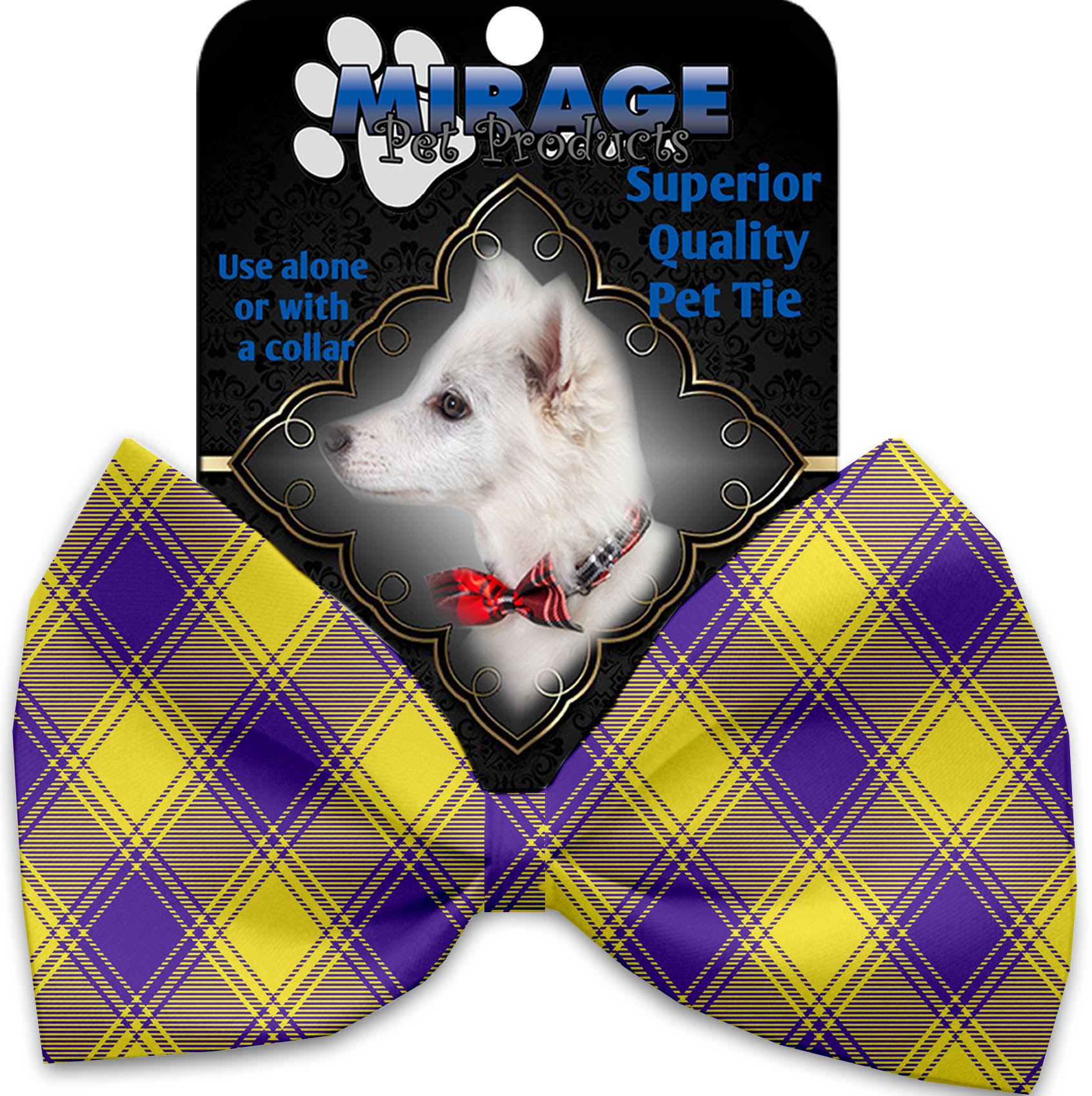 Purple and Yellow Plaid Pet Bow Tie